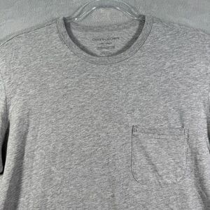 Outerknown Shirt Men Large Gray Crew Neck Short Sleeve Chest Pocket Pima Cotton